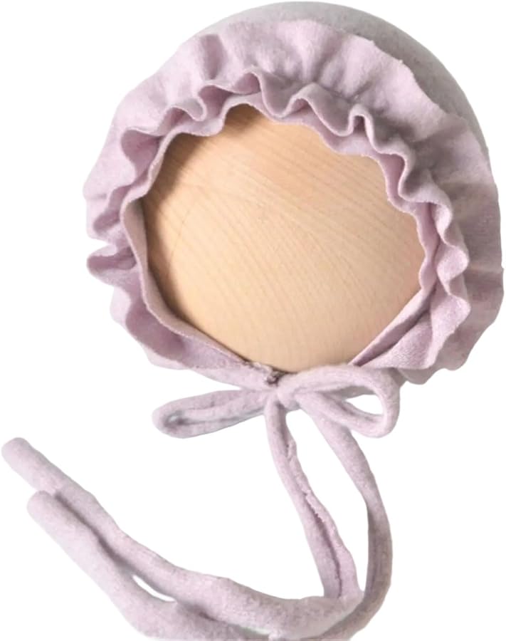 Light Purple Newborn Photography Hat Soft Spandex Baby Lace Rope Tied Elegant Design - Image 1